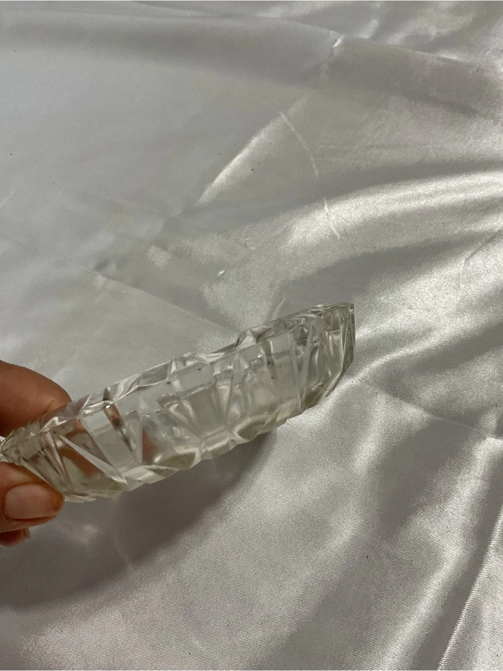 Cut Glass Candy Dish - Clear with Pale Yellow Tint